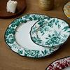 Keramikteller im europäischen Stil, Vintage, üppiger Blumendruck, westliches Essen, Speiseteller, Nachmittagstee, Dessertteller, Geschirr