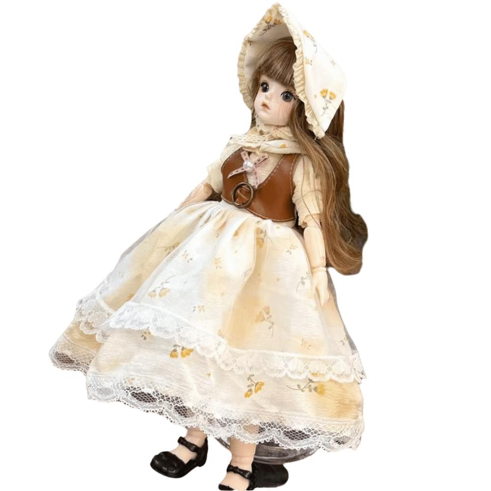 1 Set Long Hair 30cm Bjd Doll with Clothes Attractive Eyes Princess Makeup Ball Joint Doll Toddler