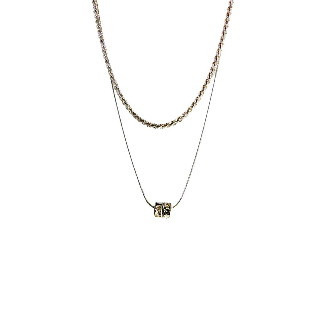 2024 new non-fading laminated double-layer necklace temperament advanced design 2024 collarbone niche new model