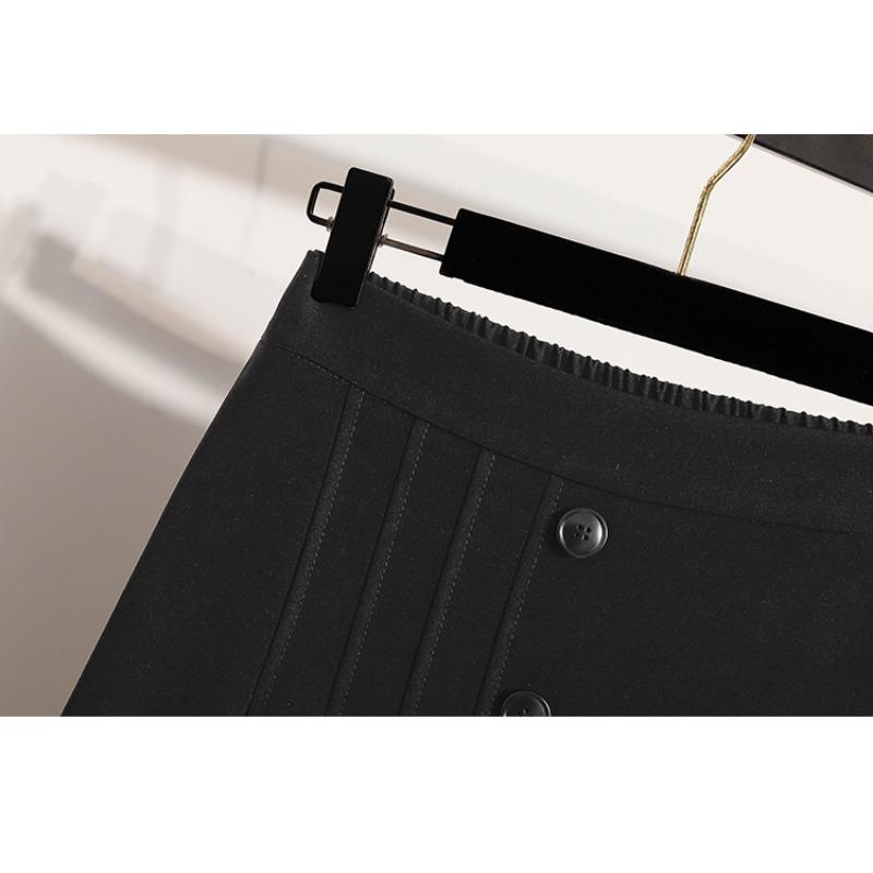 DIMANAF 2025 Plus Size Summer Elastic Skirts Casual Women Loose A-Line Skirt Pleated High Waist Fashion Vintage Maxi