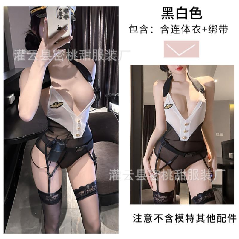 Sex lingerie sexy perspective one-piece pajamas uniform seduction navy police cosplay