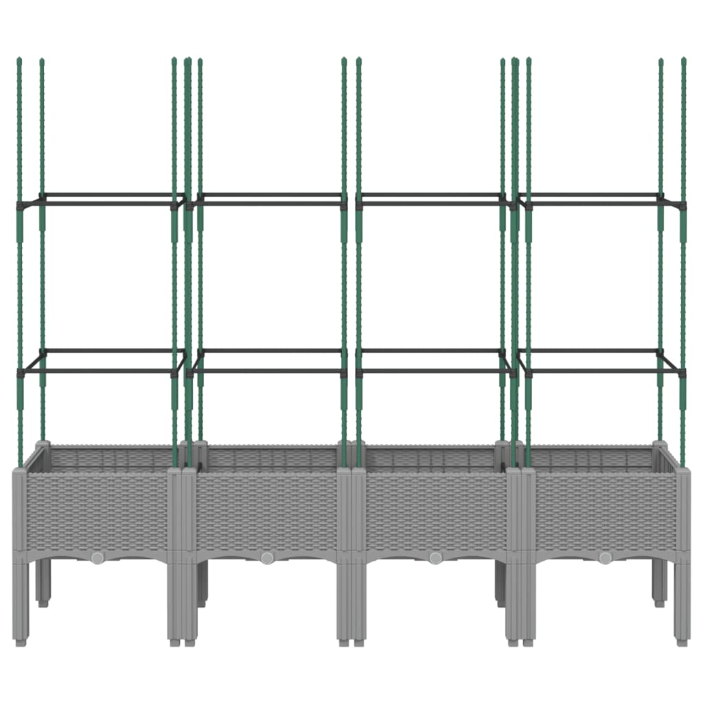Planter with Trellis Light Grey 160 x 40 x 142.5 cm PP