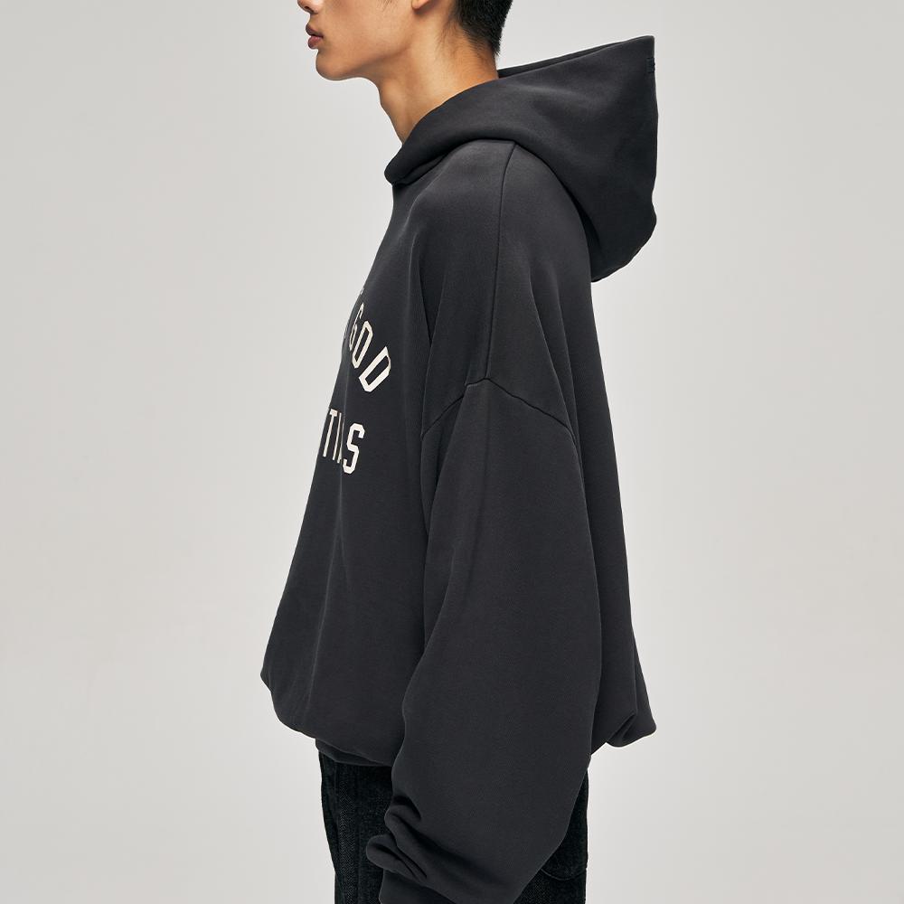Fear of God Essentials Sudadera con Capucha Ajuste Varsity Años 90 Negro Vintage Tops para Hombre 192AS256571F