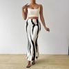 Women Fishtail Skirt Zebra Pattern Hip-Covering Maxi Skirt High Waist Office Lady Long Skirt