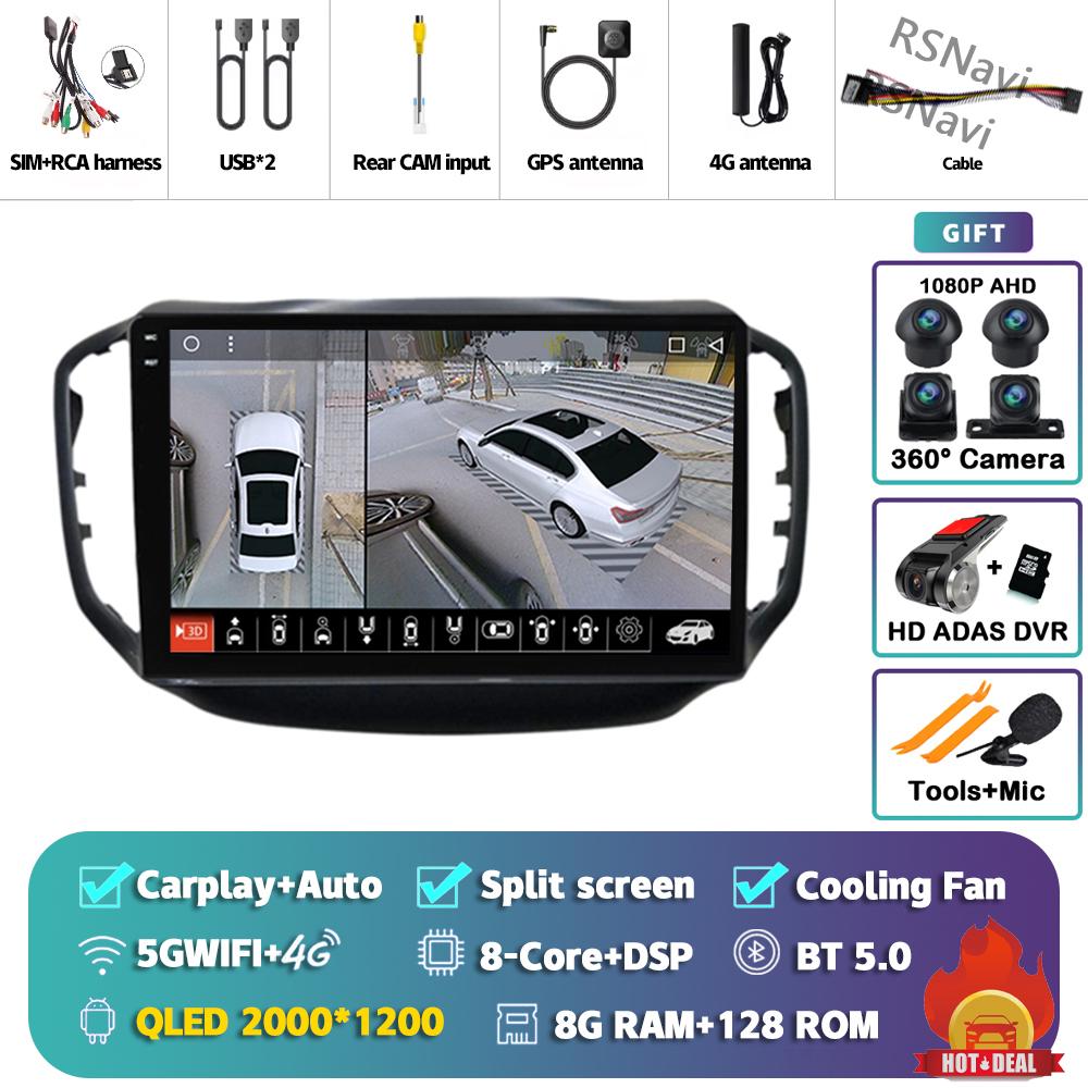 Android 14 Carplay Auto For Chery Tiggo 5 2014 - 2018 Car Radio Player Multimedia Stereo AI Voice 360 Camera Navigation Video BT