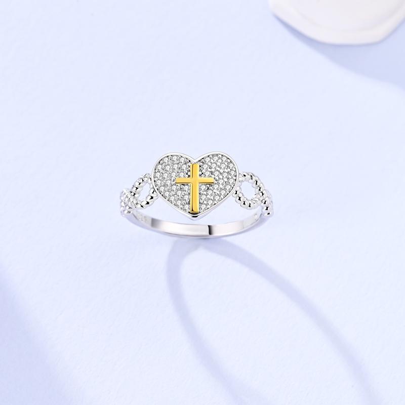 Rings For Women 925 Silver Heart Shaped Cross Crown Rings Sparkling Colorful Zircon Wedding Engagement Jewelry Gifts