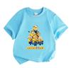 Kids Boys Girls 100% Cotton Crew Neck Short Sleeve T-Shirt, Cute Yellow Animated Characters Printed Casual Lightweight Breathable Tee for Daily Wear