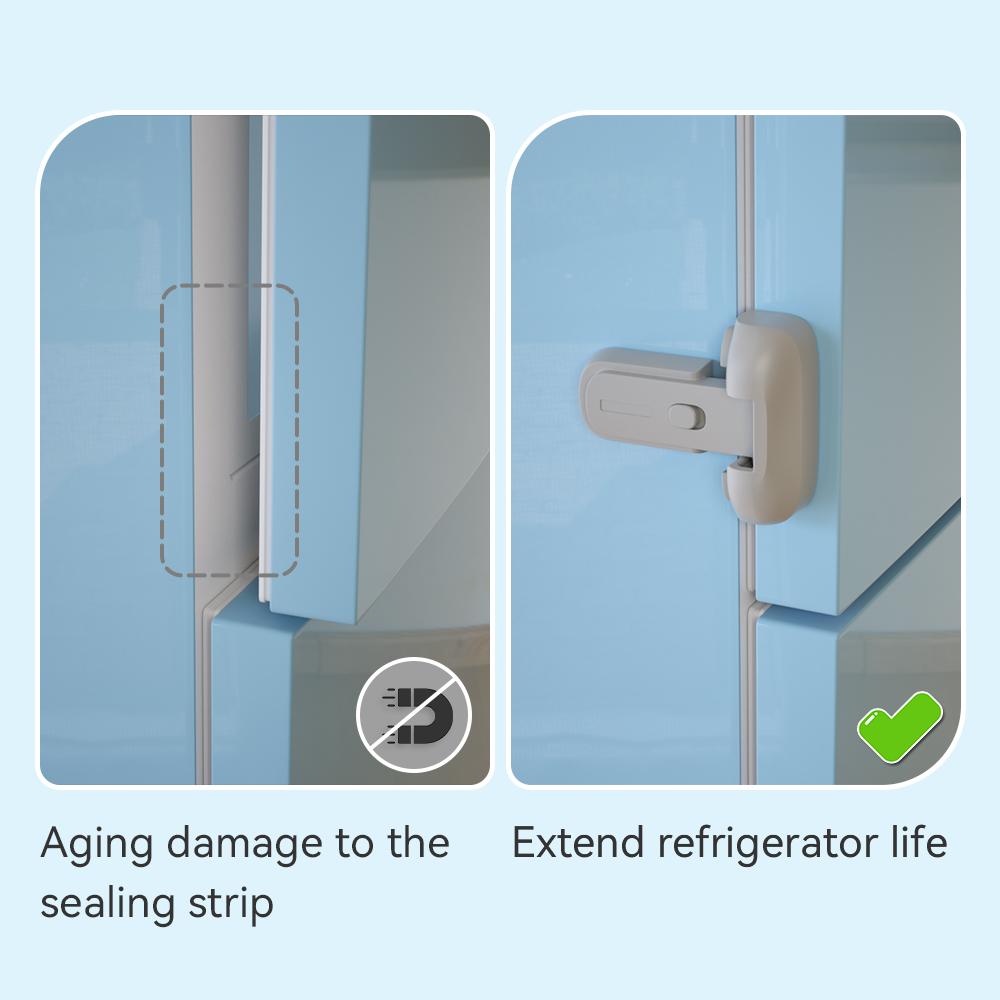 WOKE 2 Pcs Baby Safety Fridge Lock, Child Proof Refrigerator Freezer Door Lock, Toddler Kid Safety Latch Catch Lock