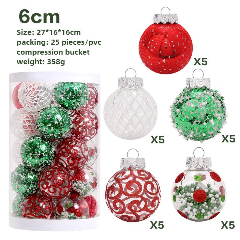

25pcs Christmas Party Decoration Ball Boutique PET Painted Christmas Ball Set Christmas Tree Decoration Ball Holiday Props 6cm