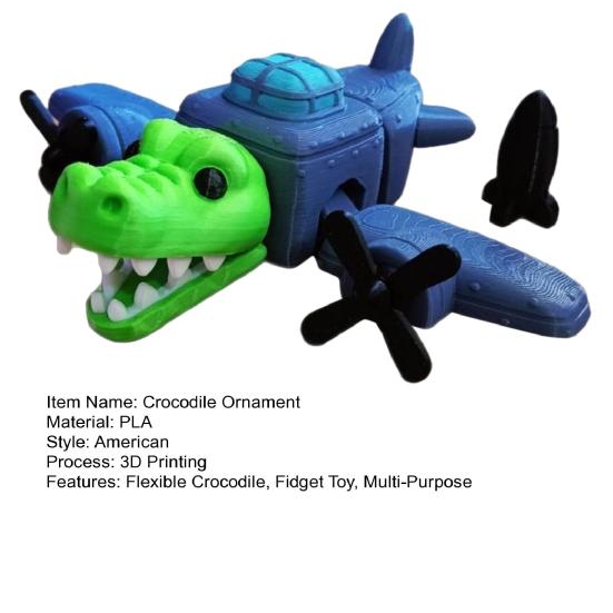 3D Printed Crocodile Ornament Portable Animal Fidget Toy Flexible Bomber Crocodile Stress