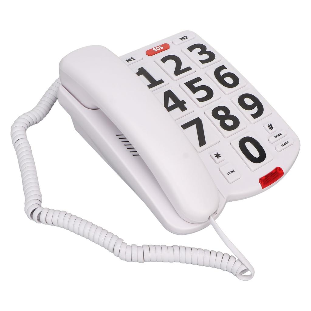 Big Button Phone Simple Classic Adjustable Volume Home Landline Phones for Seniors White