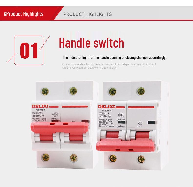 DELIXI DZ47-125 100A/125A Type D Miniature Circuit Breaker for High Current
