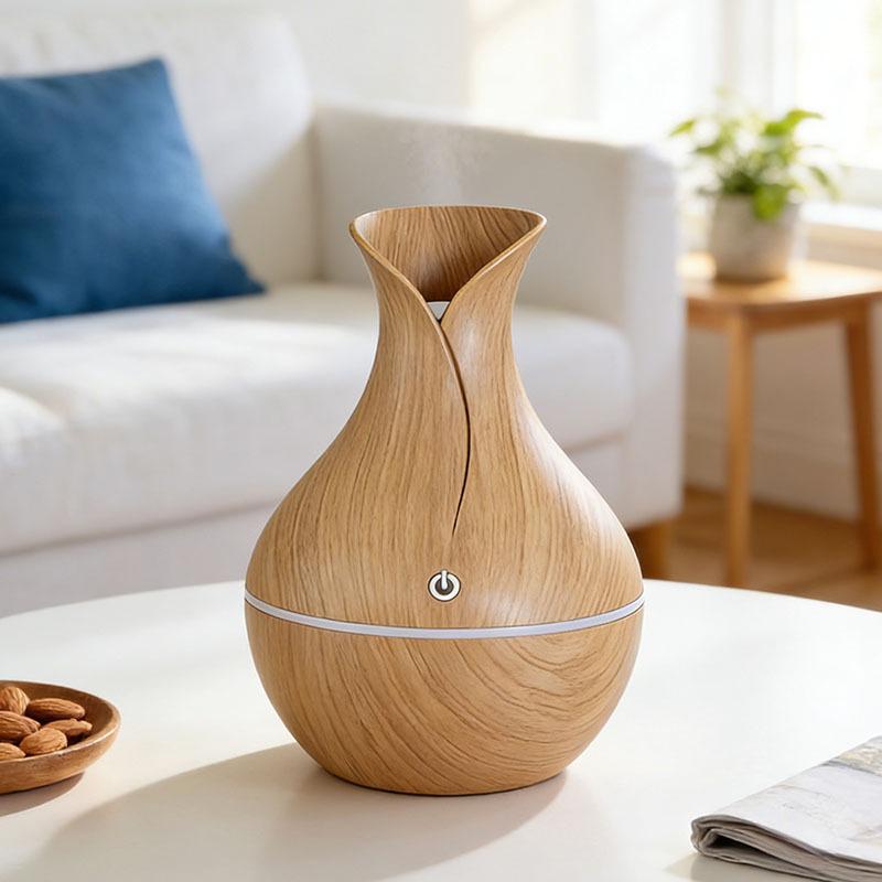 Easy Clean Wood Grain Humidifier Aromatherapy Diffuser 7 Color LED Mist Air Purifier for Daily Home Use