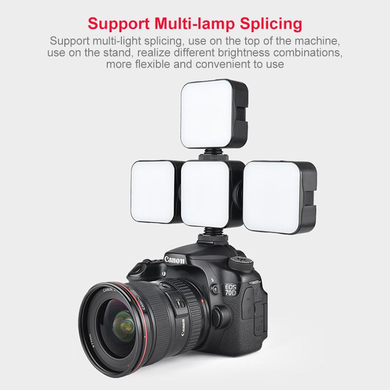 6500K LED Video Light Camera Pocket Lights Fill Lamp with 3 Cold Shoe Portable Photography Lighting for DJI Sony DSLR Canon Cameras