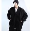 Large Size V-neck Sweater Jacket Men's Autumn and Winter Design Sense Loose Silhouette Big Sweater Casual Long-sleeved Top Tide