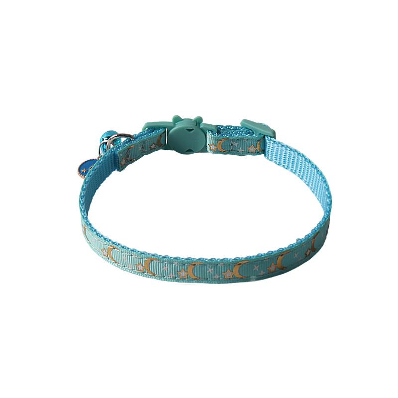 New Pet Dog Collar with Star Moon Pattern Gold Plated Buckle and Bell for Cats Dogs  Dog Harness and Leash Set Dogs Accessoires