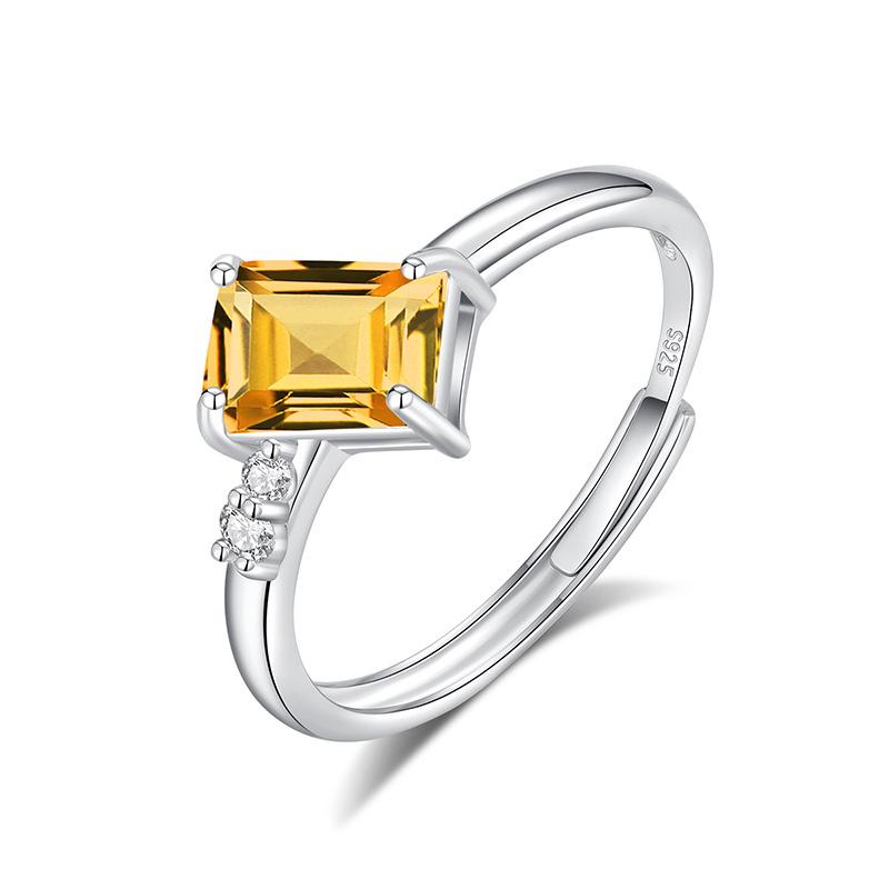 925 Sterling Silver Bowknot Crystal Ring, Adjustable Open Band with Natural Gemstone, Elegant Luxury Women's Jewelry, Perfect Gift