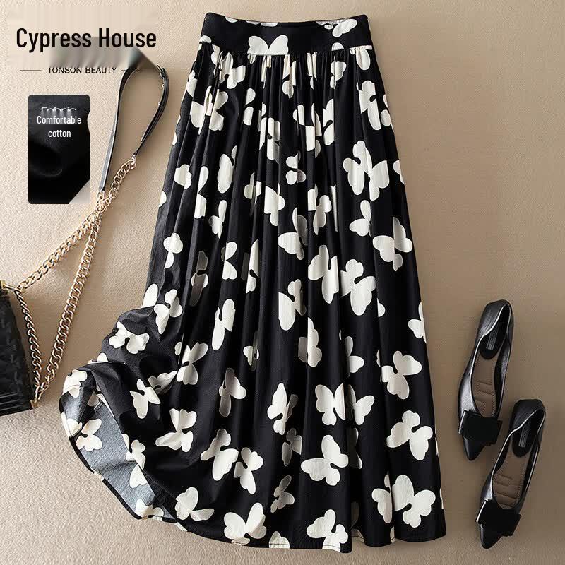 Women s Elegant A-Line Floral Midi Skirt S