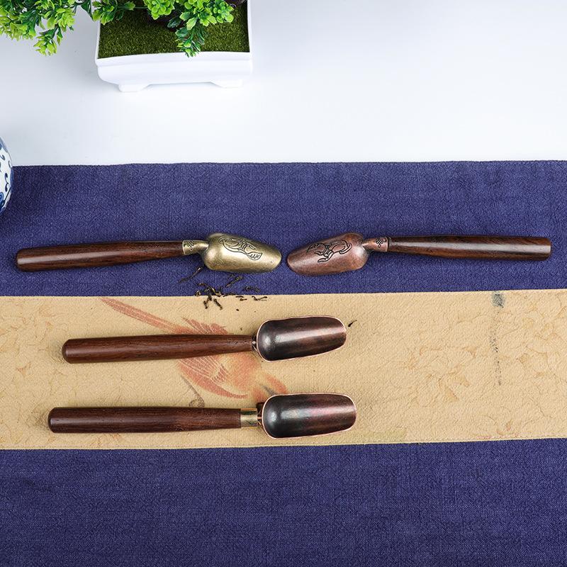 1Pc Ebony Alloy Teaspoon Tea Spatula Ebony Tea Spoon Kung Fu Tea Set Tea Ceremony Accessories