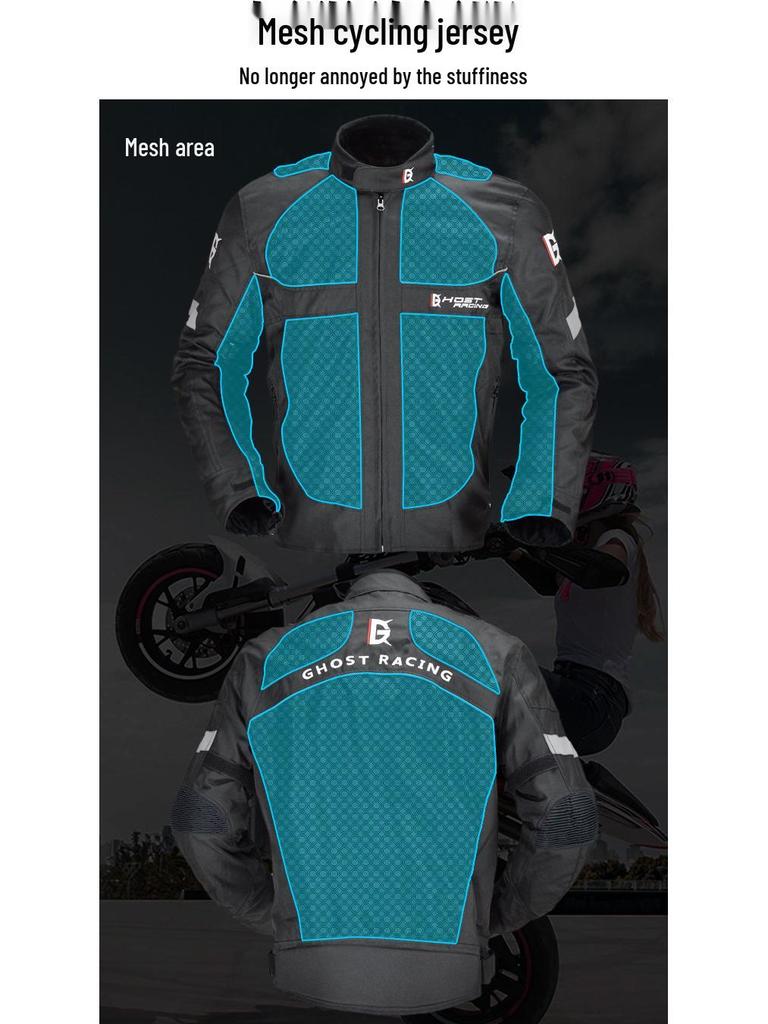 Men's Summer Mesh Motorcycle Racing Suit: Jacket & Fall-Proof Riding Pants Set