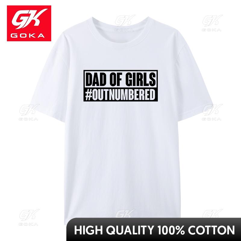 Dad of Girls Outnumbered Tshirts Letter Fashion Brand Unisexs Streetwear Casual Printed Tee Shirt for Unisex Vintage Graphic T Shirts S