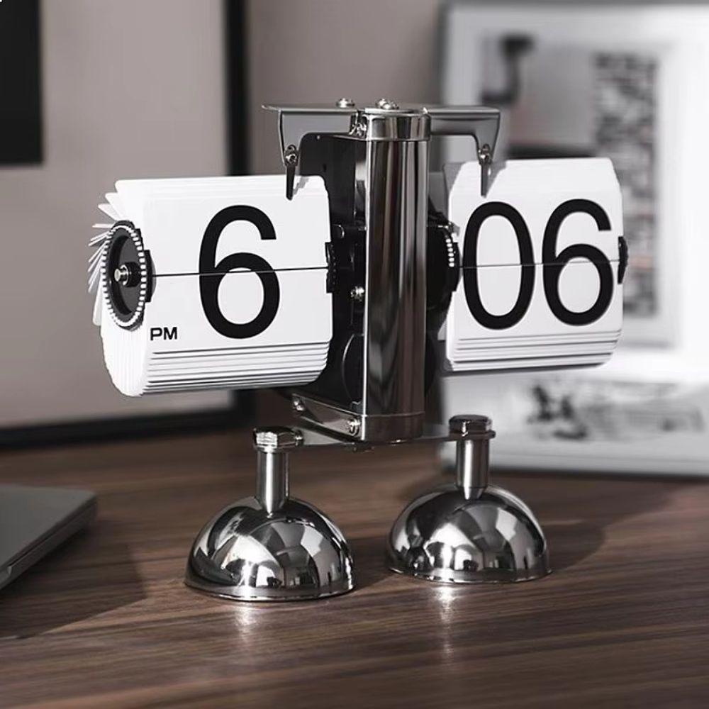 Portable Automatic Flip Clock Nordic Style Page Turning Clock Retro Desk Flipping Clock Desktop