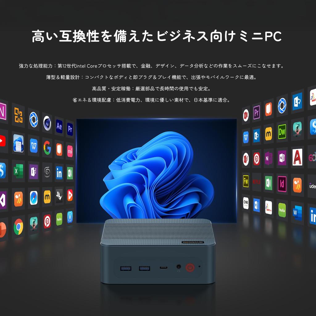 BOSGAME P2 Mini PC with Intel i7 12700H 32GB DDR4 3200MHz 512GB PCIe NVMe and Windows 11 Pro WiFi 6 Dual LAN USB Gen2 Processor, RAM, M.2 SSD,