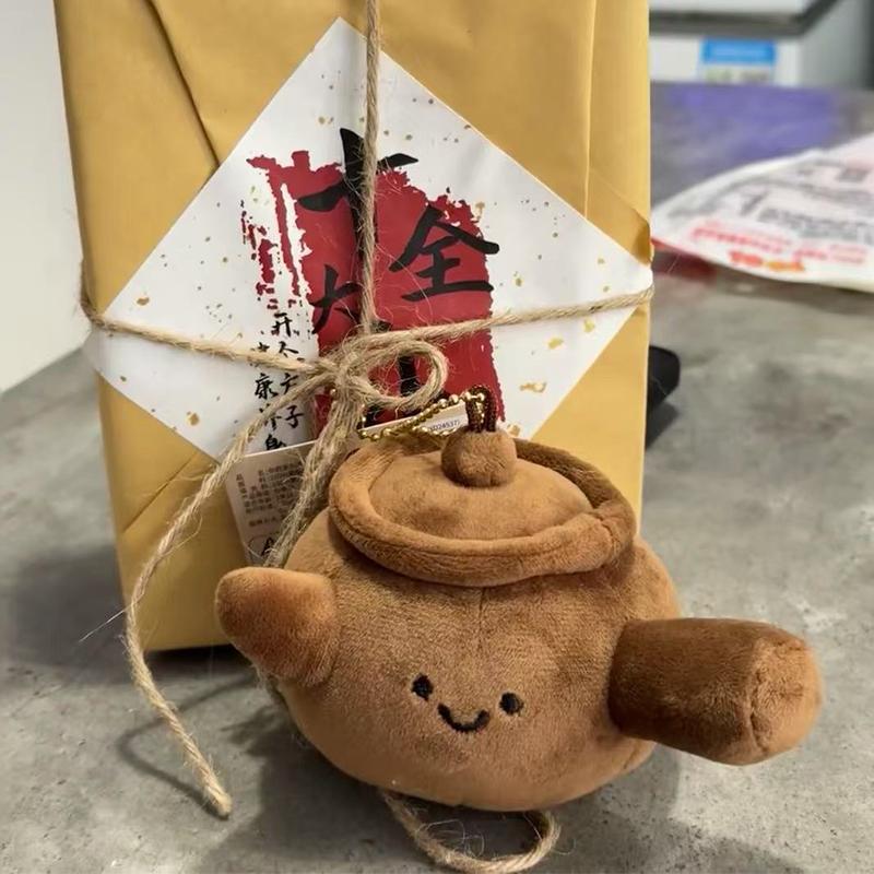 Cute Medicinal Herb Plush Doll Pendant Cartoon Medicine Pot And Herbs Keychain Toy  Bag Decoration Accessories Gift