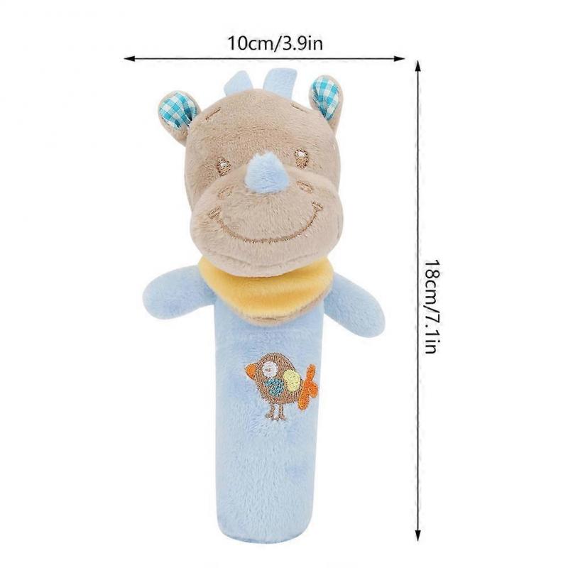 Cartoon Animal Style Baby Infant Rattle Soft Plush Toy Newborn Crib Doll (Rhino)