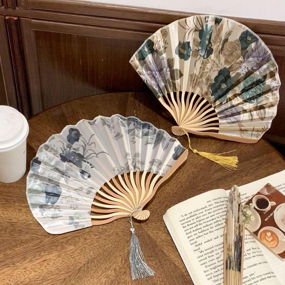 Portable Hand Fold Fan Chinese Style Retro Shell Fan Living Room Cabinet Decor