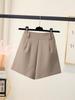 Women's White High-Waisted Wide-Leg Suit Shorts - Summer Petite Loose A-Line Hot Pants