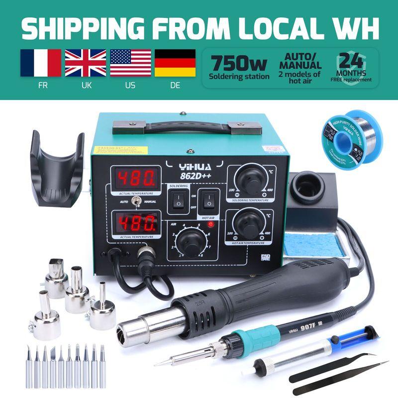 YIHUA 862D++750W Hot Air Rework Station Soldering Iron Professional Welding Equipment PCB Chip Repair