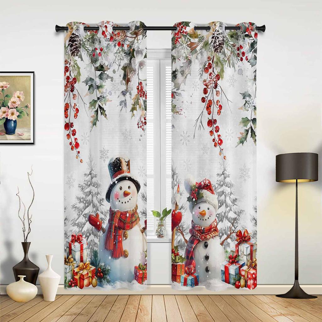 Christmas Tree Lights Christmas Theme Hall Curtains For Living Room Kitchen Boy Girl Bedroom Long Window Curtain Home Decor