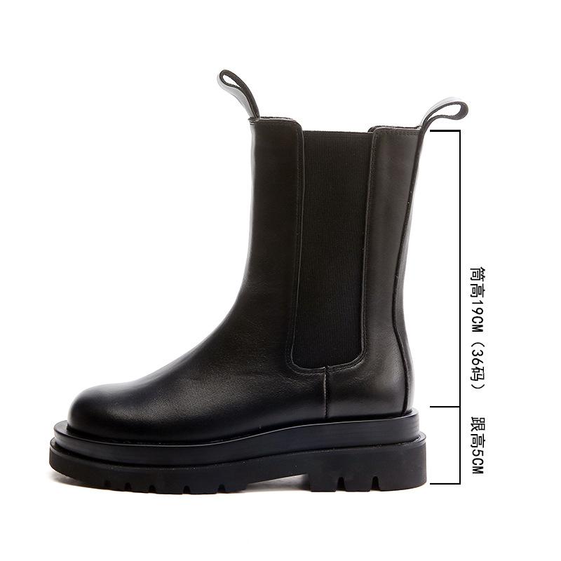Processing Custom Martin Boots Women's Leather 2025 New Cigarette Tube Platform Chelsea Short Boots Women