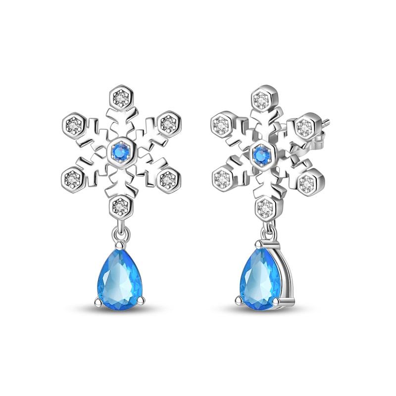 925 Silver Blue Zircon Dreamcatcher Feather Star Moon Cute Claw Hoop Earrings For Women Fine Birthday Jewelry Gifts
