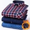 Thickened Double-Side Mens Plaid Shirt Fleece Lined Warm  Long Sleeve Winter Print Casual Daily Soft Autumn Clothes Plus 8XL 7XL