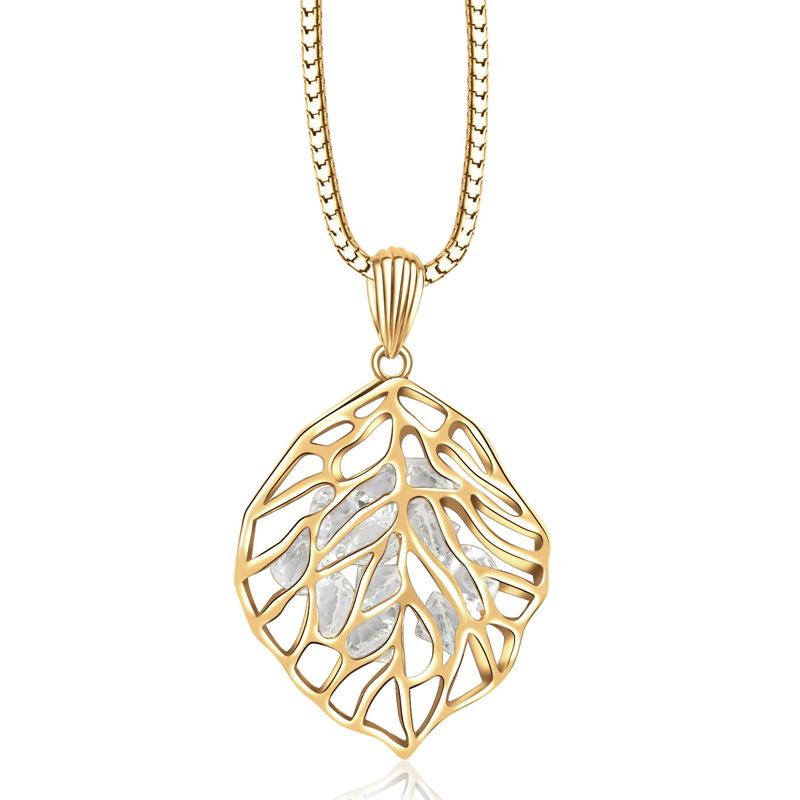Tree Leaf Pack Crystal Sweater Chain Female Leaf Temperament Versatile Autumn And Winter Clothes Long Necklace