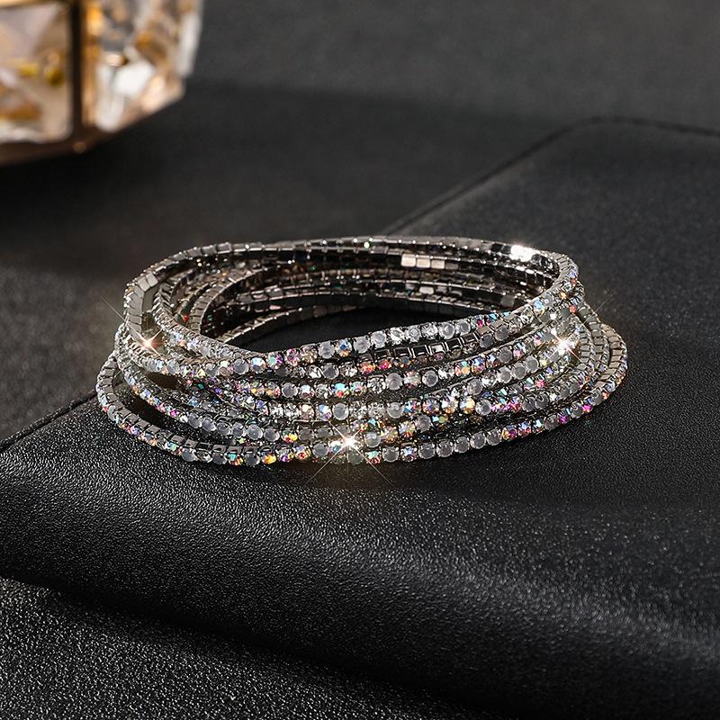 Diamond Elastic Bracelet Color Zircon Rhinestone Claw Chain Crystal Bracelet Gemstone Full Diamond Jewelry