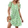 Women's Petal Short Sleeve V Neck Loose Floral Print Swing Sundress With Pockets