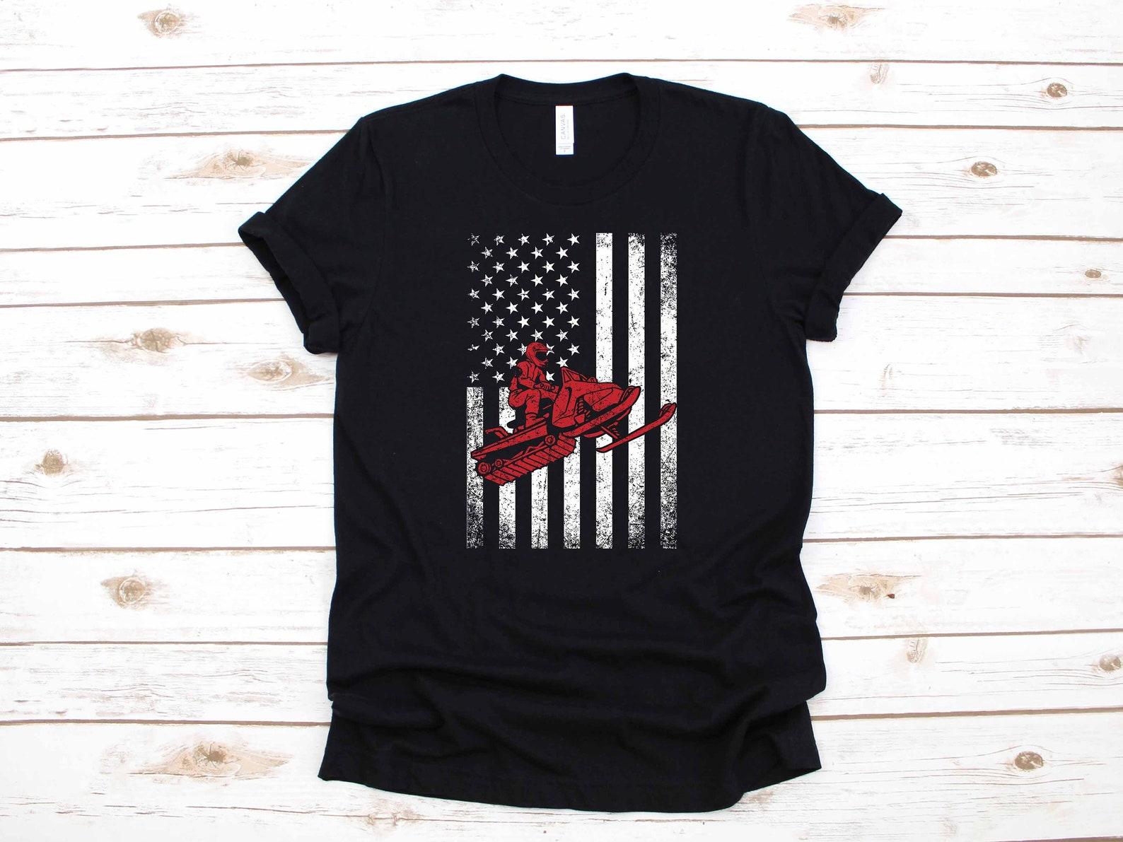 Snowmobile American Flag USA Apparel Snowmobiling Gift | T-Shirt |T-shirt | T-shirt | T-shirt | Tank Top S
