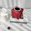 Roll Paper Box Multifunctional Square Large Diameter High Capacity Reusable Pen Holder Faux Leather Napkin Paper Case Desktop Sundries Organizer