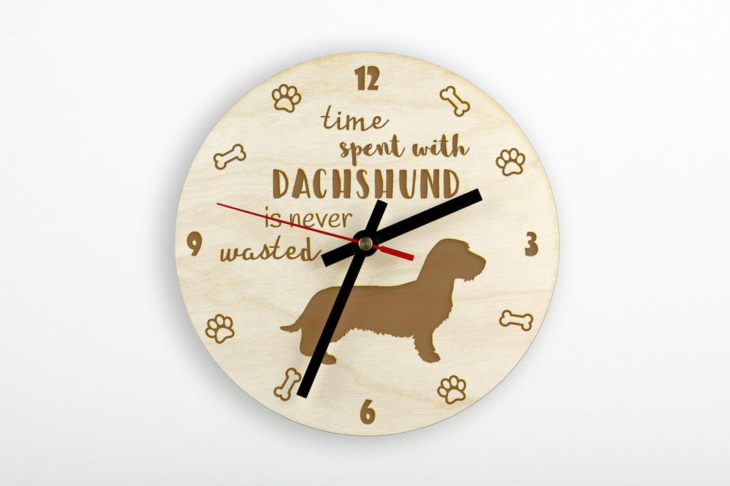 Dachshund Wire-haired, Wiener dog, Badger dog - clock with dog, wooden clock with engraving, personalised clock by Art-Dog