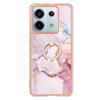 For Xiaomi Redmi Note 13 Pro 5G/Poco X6 5G Case with Ring Kickstand Marble Pattern Electroplating TPU Back Cover