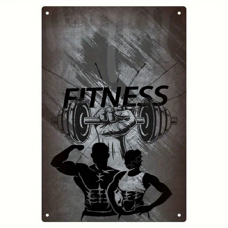 Gym Motivation Metal Tin Sign Fitness Weightlifting Dumbbell Wall Art Decor Home Gym Garage Man Cave Poster Painting