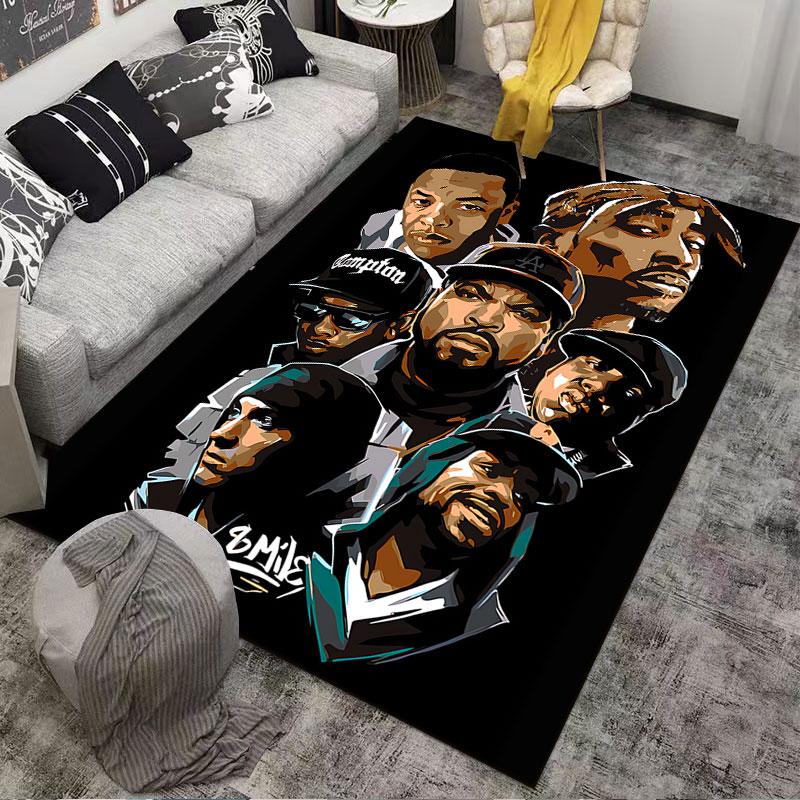 Tapis Graphique Légendes Hip-Hop adapté comme tapis antidérapant pour le salon ou le canapé de la chambre