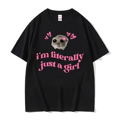Funny Trendy Cute Kawaii Sad Hamster Meme T Shirt Men Women Summer Fashion Vintage Tee Shirt Casual Oversized T-shirt Streetwear