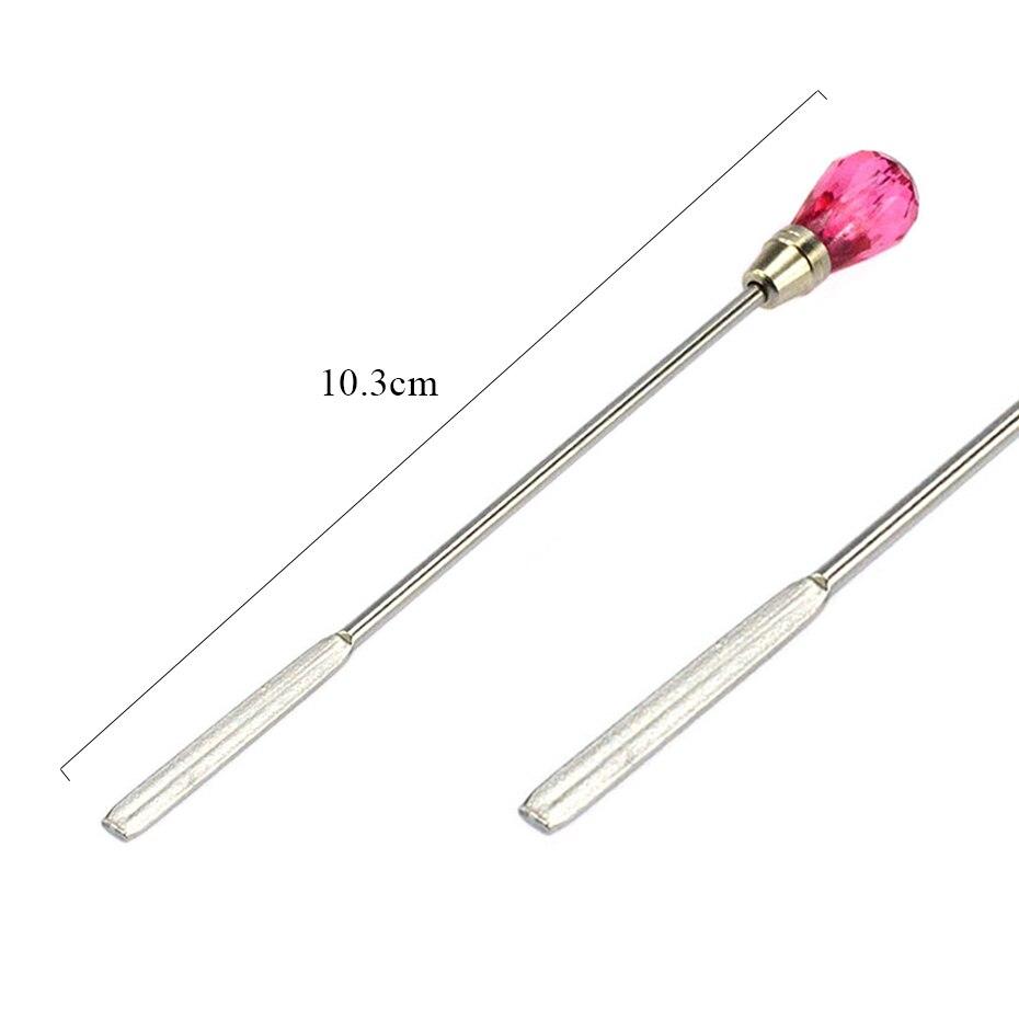3pcs Stainless Steel Nail Art Stirring Rod Tool Powder Liquid Picking Spoon Crystal Handle Stir Stick for UV Gel Polish