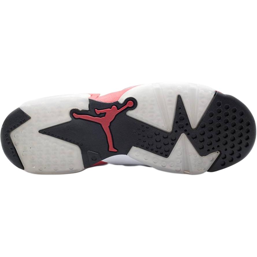 Jordan Air Jordan 6 Rings Slip Resistant Abrasion Resistant High Top Children's Basketball Shoes White Red Teenagers 384665-102