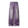 Mens Vintage Washed Straight Leg Wide Pants Retro Crease Loose Casual Streetwear Trousers