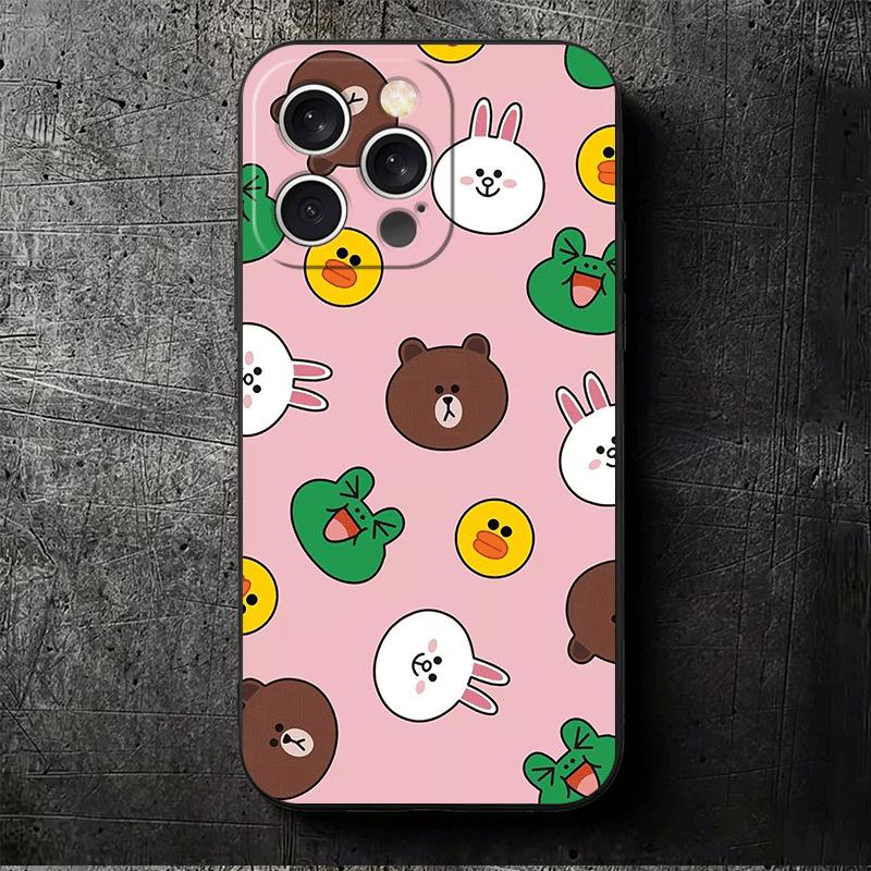 Cartoon Bear B-Browns C-Conys Soft Phone Case for iPhone 16 16E 17 Air 15 Pro Max 14 Plus 13 Mini 11 12 7 Black Cover Back Shell